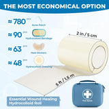 NEW Sealed Hydrocolloid Bandages Roll: 2in x 5ft Ultra Adhesivas & Absorbent & Waterproof Large Hydrocolloid Patches for Wound Care - Hydro Seal Wound Healing Dressing Bandaid Tape (2IN x 5FT), BB: 12/28