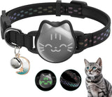 NEW Retails $53, Waterproof Airtag Cat Collar, Breakaway Cat Airtag Collar with Luminous & Reflective Fish Pattern, Lightweight Kitten Collars for Apple Air tag, Hidden GPS Tracker Holder for Cats, Kittens (9-13")