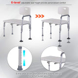 NEW Retails $96, HOMCOM 6-Level Adjustable Bath and Shower Transfer Bench Aluminum Chair with Non-Slip Feet, Armrest & Backrest, White