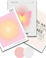 NEW iHery Large Unframed Aura Angel Numbers 333 Poster Set of 3, Premium Quality 12x16in Canvas Wall Art Decor Aesthetic, Pink Trendy Spiritual Energy Gradient Print for Yoga Bedroom, Living Room