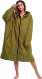 NEW Retails $89+ Weatherproof Rain Coat, KUYUSHOP Surf Robe Dry Poncho Hooded Towel Oversized Fleece Lining Thermal Long Sleeve Swim Parka, Sz L