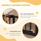 NEW Retails $86, PawHut 29"-58" Wide Pet Gate with Door Dog Gate and Barrier Indoor for Stairs Includes 7", 8", 12" Extensions Kit, 30 Inch Tall Pressure-Mounted Safety Gate, Black