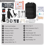 NEW Emergency Survival Kit, Tactical Military Trauma First Aid Kit, Molle EMT IFAK Pouch Outdoor Gear Tourniquet Bandage Bleeding Control Kit for Camping Hiking Hunting Travel Car Adventures (Black)