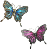 NEW LIFFY Metal Butterfly Wall Decor, 2 Pack 12" Glass Butterfly Outdoor Wall Art Sculptures, Hanging Garden Decor Outside for Home, Yard, Fence, Patio