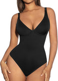 NEW Retails $50, FeelinGirl Shapewear Bodysuit Tummy Control Slim Body Shaper Deep V Neck Thong Body Suits for Women, Black, Sz XXL
