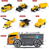 NEW Toy Cars Construction Vehicles Set, Toys for 3 Years Old Boys, Transport Car Carrier Truck with Excavator, Dumper, Bulldozer, Helicopter, etc