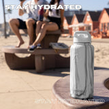 NEW Thermosis 2 Lids (Sports and Handle Lids) 32 Oz Insulated Water Bottle - 1 Liter Stainless Steel Water Bottles Wide Mouth Travel Metal Water Bottle for Sports and Gym - White Marble