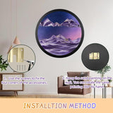 NEW Large 17.3" Wall Mounted Sand Art Liquid Motion 3D Dynamic Sculpture, 360°Rotate Wall Art, Moving Sand Art Décor, Deep Sea Sandscape, Glass Crafts Solid Wood Frame, Relaxing Quicksand Décor (Purple)