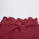 NEW GRACE KARIN Women's Cropped Paper Bag Waist Pants with Pockets, Wine, Sz M