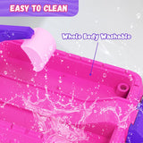 NEW Indoor/Outdoor Sensory Sandbox with Lid, Dirt Digger Excavator Sand Box with Cover, Kids Sand Pit with Construction Toys/Umbrella/Beach Toys for Toddler 3-5, Purple, Damaged Box, Contents Are Perfect