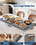 NEW Retails $90+, 32x15 Food Warming Mat Extra Large, Rapid Heating Electric Warming Tray with 9 Temp Setting and 6 Hours Timer, Foldable Warming Trays for Food, Portable Food Warmers for Parties Buffet, Gray, Sz XL