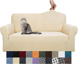 NEW YEMYHOM Couch Cover Latest Jacquard Design High Stretch Sofa Covers for 2 Cushion Couch, Pet Dog Cat Proof Loveseat Slipcover Non Slip Magic Elastic Furniture Protector (Loveseat, Beige), Medium, Retails $65