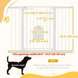 NEW Retails $120, PawHut 30"-52" Extra Wide Pet Gate with Small Door, 35" H Dog Gate with Safety Gate Barrier, Stair Pressure Fit, Auto Close, Double Locking, for Doorways, Hallways, White