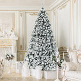 NEW Retails $245, COSTWAY 9 FT Pre-Lit Christmas Tree, Snow Flocked Hinged Xmas Tree with 1498 Branches Tips & 550 LED Lights, Metal Stand, Artificial Pine Lighted Holiday Tree for Home Office Decorations