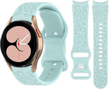 NEW Vozehui 20mm Engraved Straps Compatible With Galaxy Watch 5/4, Silicone Flower Heart Leopard Pattern Design Replacement Strap for Samsung Galaxy Watch 5/4 40mm 44mm/Galaxy Watch 4 Classic 42mm