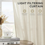 NEW Retails $66, Joydeco Curtains, 52x108 Inches Long, 2 Panels Set, Farmhouse Drapes for Living Room, Semi-Blackout, Linen-Polyester, Ivory on Linen, Rod Pocket