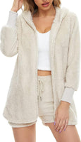 NEW Women's Lounge Sexy Fuzzy Fleece Open Front Kimono Cardigan & Fuzzy short tank - Size Large (shorts not included)