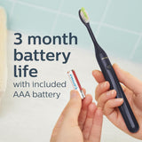 NEW PHILIPS One By Sonicare Battery Toothbrush, Midnight, Hy1100/04, 1 Count
