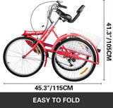 NEW, Fully Assembled, VEVOR Tricycle Adult 26’’ 7-Speed 3 Wheel Bikes for Adults Three Wheel Bike for Adults Adult Trike Adult Folding Tricycle Foldable Adult Tricycle 3 Wheel Bike Trike for Adults, Retails $402