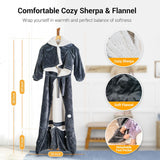 NEW Retails $150, Wearable Heated Blanket Hoodie for Women with Removable FootPocket, Electric Snuggle Heated Blankets with Sleeves Heated Robe Flannel&Sherpa Heating Throw Blanket Shawl with 9Temp for Christmas 50"x80", Grey