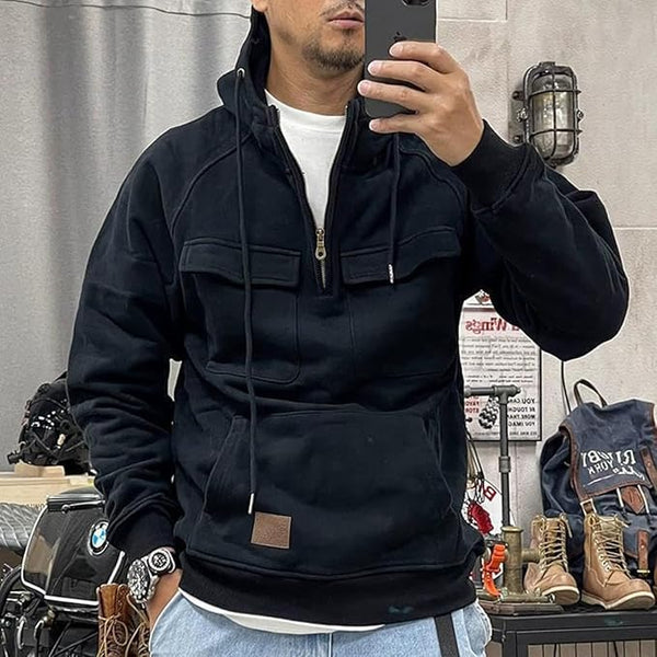 NEW Lynkiss Men s replica Carhartt Tactical Sweatshirt Quarter Zip Cargo Pullover Hoodie Black Sz M