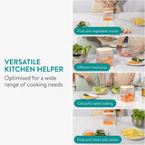 NEW Retails $40, Navaris Multifunctional Vegetable Chopper - French Fry Cutter, Food Chopper, Potato Cutter, Onion Dicer, Apple Slicer, 4 Interchangeable Blades - Dishwasher Safe - Cream