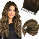 NEW Sunny Hair Brown Tape in Hair Extensions Human Hair Balayage Hair Extensions Tape in Human Hair Extensions Brown Ombre Blonde Mix Dark Brown Balayage Tape in Extensions Brown 1pk 18inch, Retails $69+