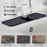 NEW Silicone Kitchen Faucet Sink Splash Guard, Silicone Faucet Water Catcher Mat – Sink Draining Pad Behind Faucet, Grey Rubber Drying Mat for Kitchen & Bathroom Countertop Protect (Black)
