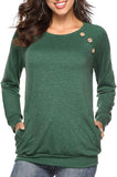 NEW Women's Long Sleeve Button-Down Blouses Crew Neck Pullover Casual T Shirt Loose Tunic Tops, Green, Plus Size 22W