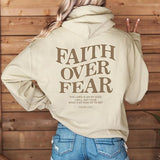 NEW Retails $45, Faith Over Fear Hoodie Unisex Inspirational Sweatshirts Religious Oversized Graphic Pullover Tops,Carhartt Brown, Sz XXL