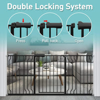 NEW WAOWAO Baby Gate 48.03-52.76inch Extra Wide Pressure Mounted Walk 49 50 51 52 Inches Through Swing Auto Close Safety Black Metal Toddler Kids Child Dog Pet Puppy Cat for Stairs, Doorways, Kitchen (Black, 48.03-52.76"/122-134cm), Retails $154+