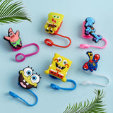 NEW Straw Cover Cap for Stanley Cup, 6Pcs Cute Spongebob Cartoon Straw Topper Compatible with 30&40 Oz Tumbler with Handle, Reusable Silicone Straw Tip Covers for Gifts(10mm)