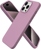 NEW ORNARTO Compatible with iPhone 15 Pro Max Case, Slim Liquid Silicone 3 Layers Full Covered Soft Gel Rubber Phone Case Protective Cover with Microfiber Lining 6.7 inch-Lilac Purple