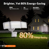 NEW IN BOX Retails $60, LEPOWER LED Security Lights Motion Sensor Light Outdoor, 38W 6000LM Light, IP65 Waterproof, 3 Head Detected Flood for Garage, Yard, Porch (White)