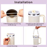 NEW Rhewatin Accessories for Stanley Cup 40oz Tumbler, Charms Accessories for Stanley Tumbler, Including 1pc Tumbler Strap, 1pc Silicone Cup Boot, 1pc Silicone Straw Cover, 2pcs Charms, Purple
