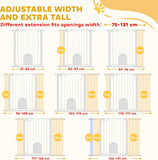 NEW Retails $120, PawHut 30"-52" Extra Wide Pet Gate with Small Door, 35" H Dog Gate with Safety Gate Barrier, Stair Pressure Fit, Auto Close, Double Locking, for Doorways, Hallways, White
