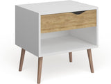NEW Tvilum Diana 1 Drawer Nightstand End Table, White/Oak Structure Retails $150+