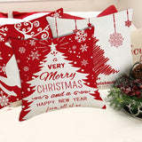 NEW 18 inch Christmas Cushion Covers Set of 4, Vintage Christmas Design Cushion Covers, Pillow Case With Xmas Tree Elk Snowflake Pattern, Linen Throw Pillow Covers for Sofa Winter Holiday Home (Red)