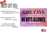 NEW Retails $46, Rogue River Tactical Funny Girl Cave Metal Tin Sign Wall Decor Bar Daughter Pink No Boys Allowed Bedroom Door