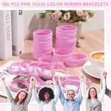 NEW Retails $40, Liliful 100 Pcs Silicone Rubber Wristbands Rubber Wristband Bracelet Bands for Silicone Wristbands for Women Men (Pink)