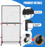 NEW Retails $300, Assembled Grid Wall Panels, 2 Packs 3'x 6' Grid wall Panels Stand with T-Base, Black Wire Gridwall Display Rack, Craft Show Display Rack, Art Gridwall Display Stand