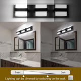 NEW Retails $95, SOLFART 3 Lights Black Bathroom Modern Vanity Lights LED Vanity Light Black Bathroom Lights Over Mirror 20 inch White Light Dimmable, Black