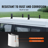 NEW VEVOR Roof Ladder Rack, 2 Bars Alloy Steel Roof Racks, 500 LBS Capacity Rain-Gutter Roof Rack, Adjustable Length 35.8"-52.4", Highly compatible to most vehicles, Retails $139