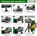 NEW 40X60 Monocular Telescope High Power Monocular for Adults with Phone Adapter & Tripod & Hand Strap Low Night Vision Monocular Equipped with BAK4 Prism for Bird Watching Camping Travelling Concert, Retails $119+