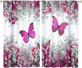 NEW Butterfly Floral Curtain, Pink Butterfly White Floral Flower Print Rod Pocket Window Drapes for Kids Boys Girls Bedroom Living Room Kitchen Decoration 22" X 56"