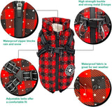 NEW Dog Coat with Harness. Waterproof. Winter Jacket for Medium Dogs. Padded Coat. Reflective Vest. Puppy Coat Harness (Checkered, Medium)
