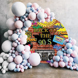 NEW 7.2x7.2ft Back to The 90's Backdrop Round Hip Hop Graffiti Brick Wall Retro Radio Fashion Photography Background for 90s Theme Party Decorations Circle Arch Photo Shoot Props