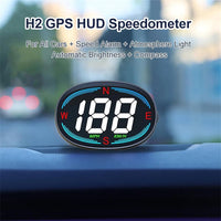 NEW H2 USB GPS Car Hud Head Up Display Speedometer Windshield Projector Speeding Alarm Compass Car Auto Accessories, Green Light