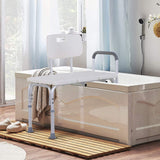 NEW Retails $96, HOMCOM 6-Level Adjustable Bath and Shower Transfer Bench Aluminum Chair with Non-Slip Feet, Armrest & Backrest, White