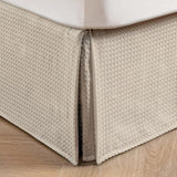 NEW MIYE Pleated Waffle Weave Bed Skirt, Tailored Dust Ruffle 14 Inch Drop Easy Fit, Machine Washable, No Split Corners (Beige, Cal King - 14" Drop)